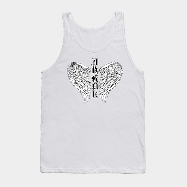 Black Gothic Angel Wings Tank Top by Suprise MF